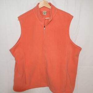 LL Bean Lycra Spandex Flannel Vest Size 2X Zip Front Two front pockets Pumpkin